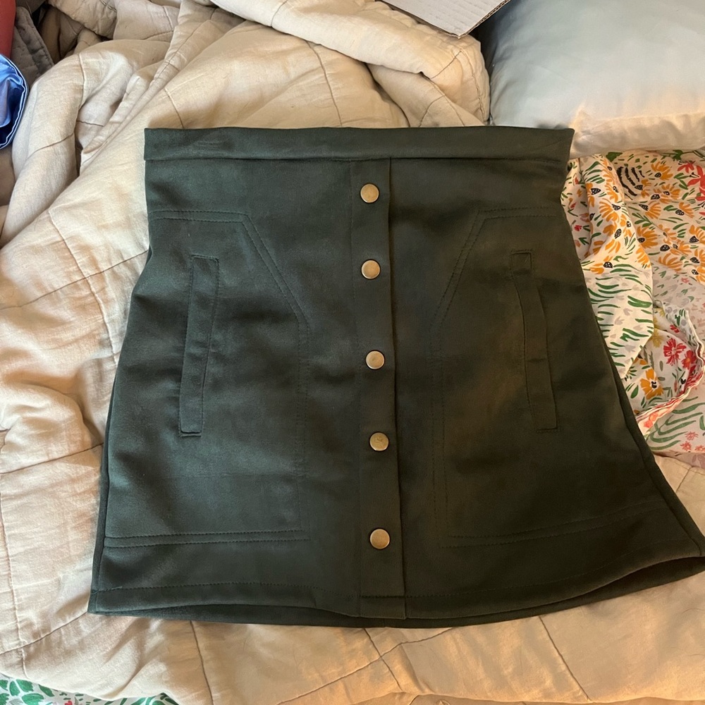 Dark Green Suede Skirt